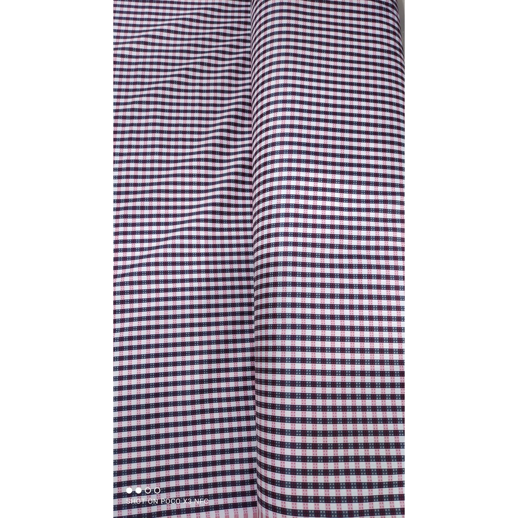 Kain Kemeja Hem Kotak Checkered Office Wear Wrinkle Free Poly Cotton Red Black