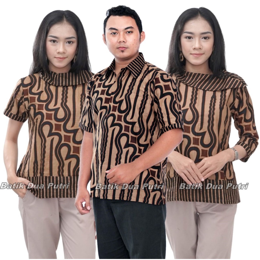 Blouse Atasan Batik Wanita Modern 2 Model Lengan Pendak Dan 7/8 Berkerah Peterpen