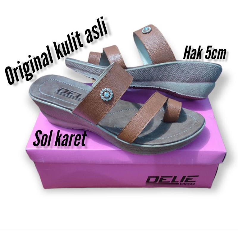 Sandal wanita kulit asli wedges Terbaru kekinian