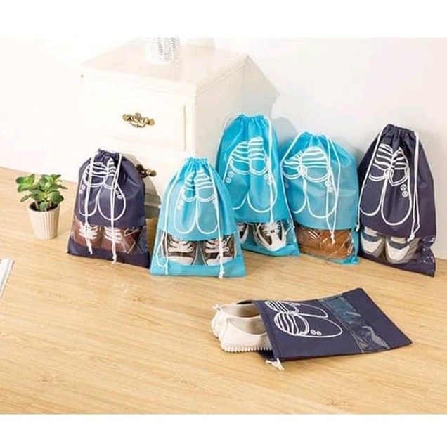 Tas Sepatu Serut Simpel - Tas Traveling Serbaguna - Tas Penyimpanan tahan Air - Pouch Organizer Bag