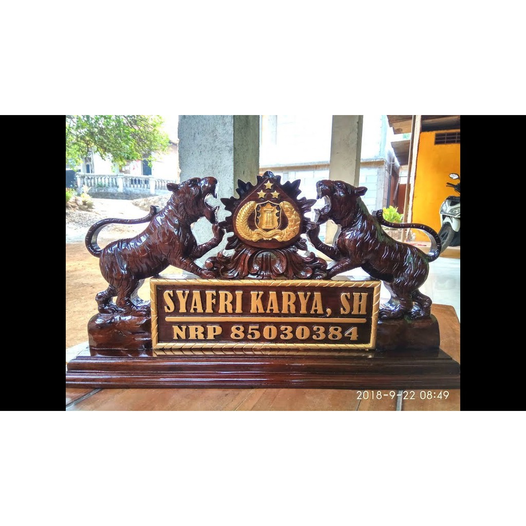 Papan Nama Ukir Macan Harimau Ukiran Kayu Jati Jepara