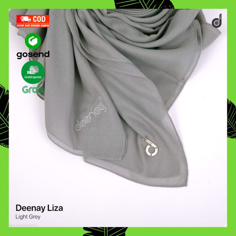 Kerudung Deenay Liza Polos Light Grey Abu Muda Silver Hijab Jilbab Voal segi Empat Ori Asli