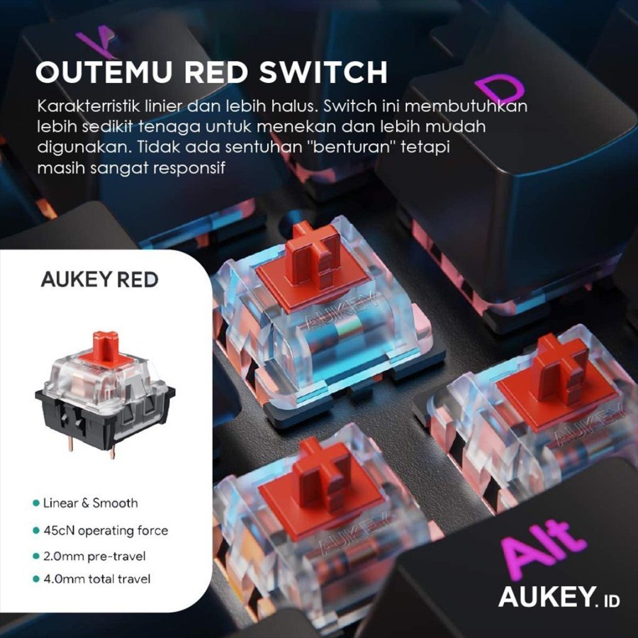 Aukey Keyboard Mechanical KM-G12 RGB with Outemu Red Switches