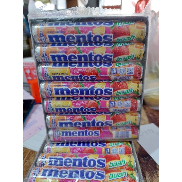 PERMEN MENTOS BUAH ROLL 1 BOX ISI 14 ROL