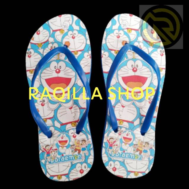 Sandal jepit dora emon sandal Flat Teplek santai Sandal Wanita Jepit Karakter Dewasa