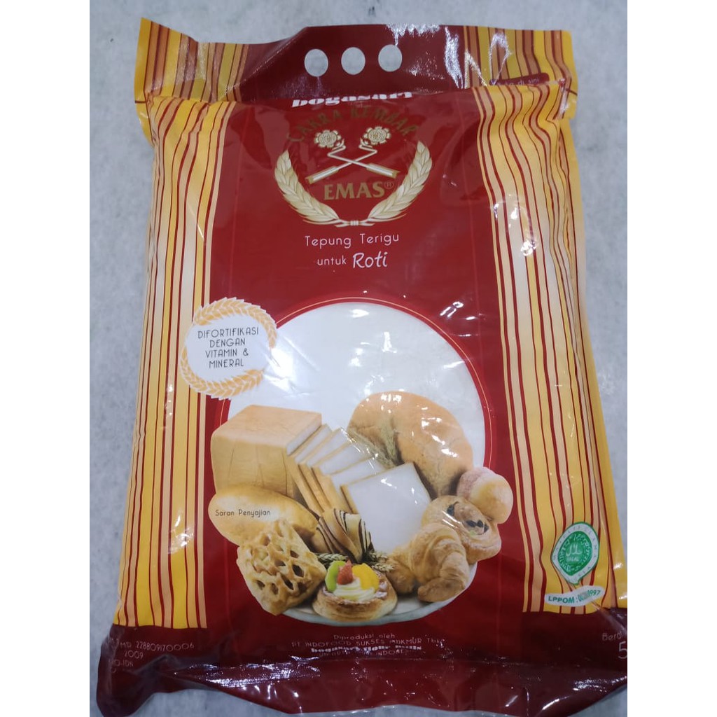 

Tepung Cakra kembar Emas Roti 1 KG