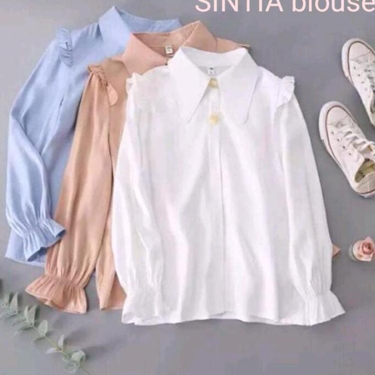 [Dls31au22ᴹ] Kemeja & Blouse Sintia Blus Baju Atasan Cewek Blous Korean Style Bloise Import Pakaian 