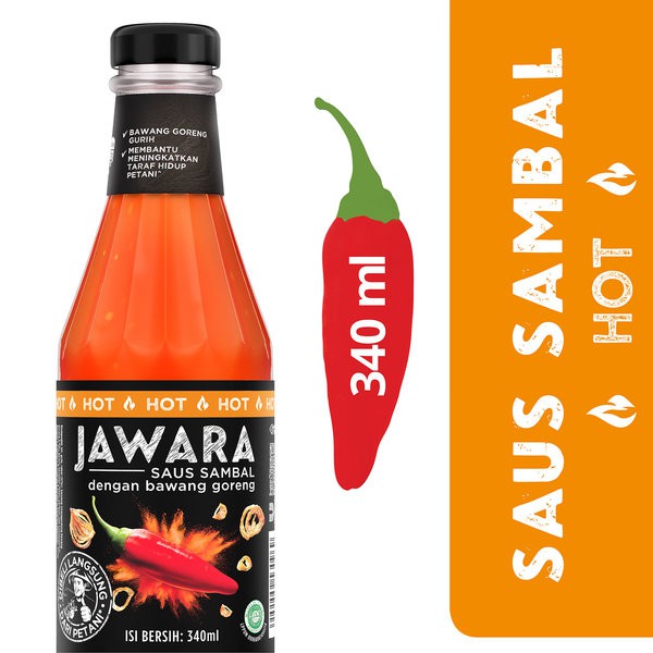 

JAWARA Hot 300ml Saus Sambal Bawang Goreng - Chilli Sauce with Fried Onion Kemasan Botol Kaca