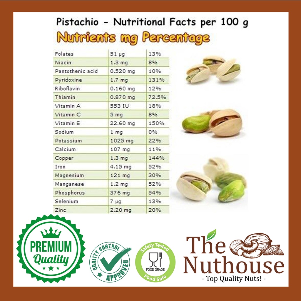 100gr Pistachio Whole Kernels US Extra no. 1 RAW No Shell Kacang