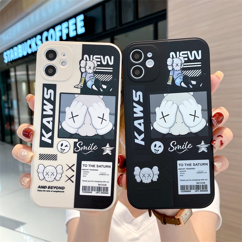 Fashion cartoon square for case iphone 11 pro max 12 13 pro max X/Xs max XR 7/8 plus se2020 liquid silicone fully enclosed shockproof protection case