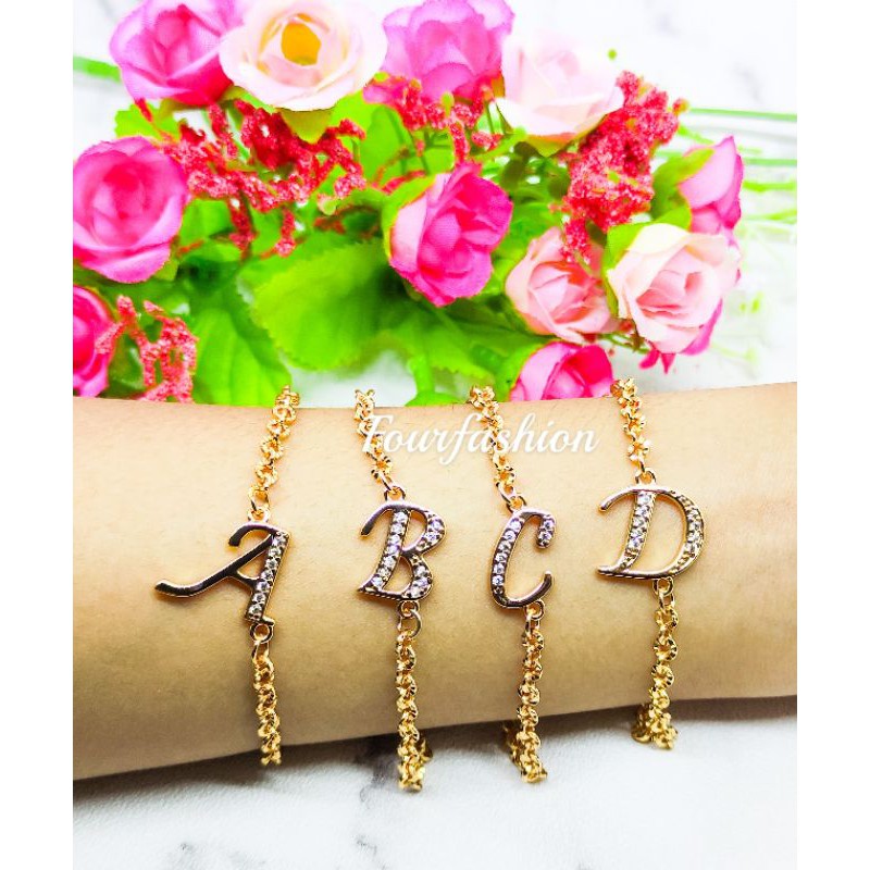 Fourfashion Gelang Tangan Sirkon Huruf Latin Inisial Xuping Lapis Emas