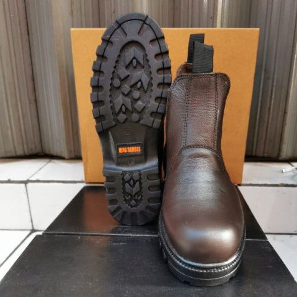 Sepatu Boots Safety Pria Kulit Asli Depan Ujung Besi