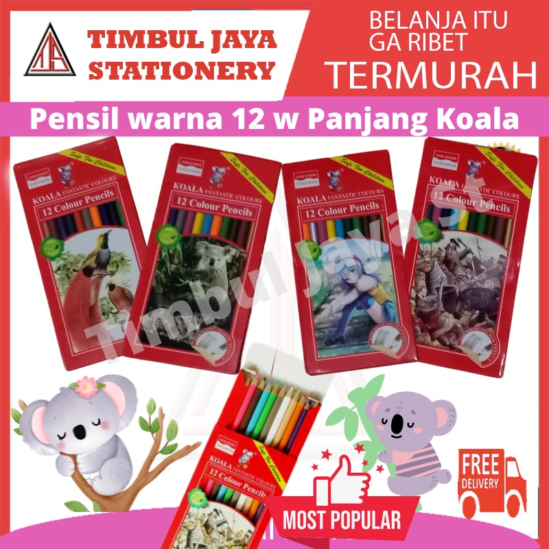 Koala Pensil warna 12 warna panjang Color pencil set anak pensil warna lengkap