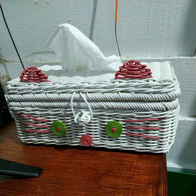 Tempat Tisu Rotan Sintetis Hello Kitty - Tempat Tisyu Karakter Kucing - Tempat Tissue Mobil Unik