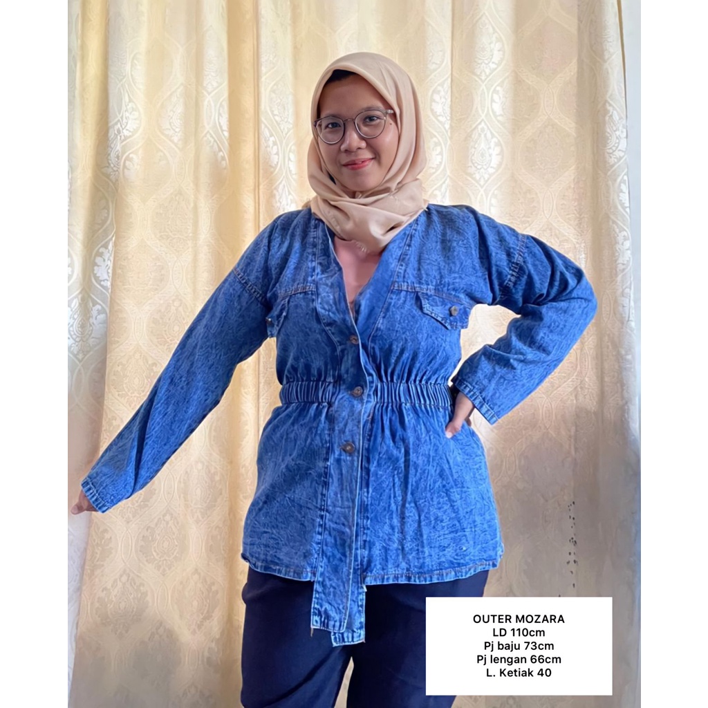 CARDIGAN JEANS KIMONO ALL SIZE JUMBO I KIMONO JEANS MOZARA KERUT I KARDI DENIM WANITA