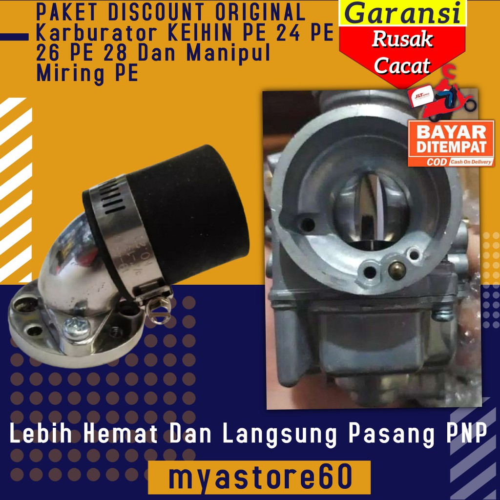 Paket Promo Terbatas Karburator KEIHIN PE 24 PE 26 PE 28 Karbu Plus Manipul Intake Miring Motor