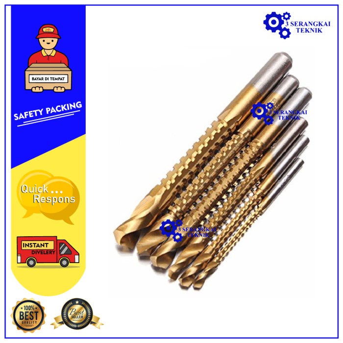 Deko Mata Bor Power Drill HSS Steel 6 PCS Golden