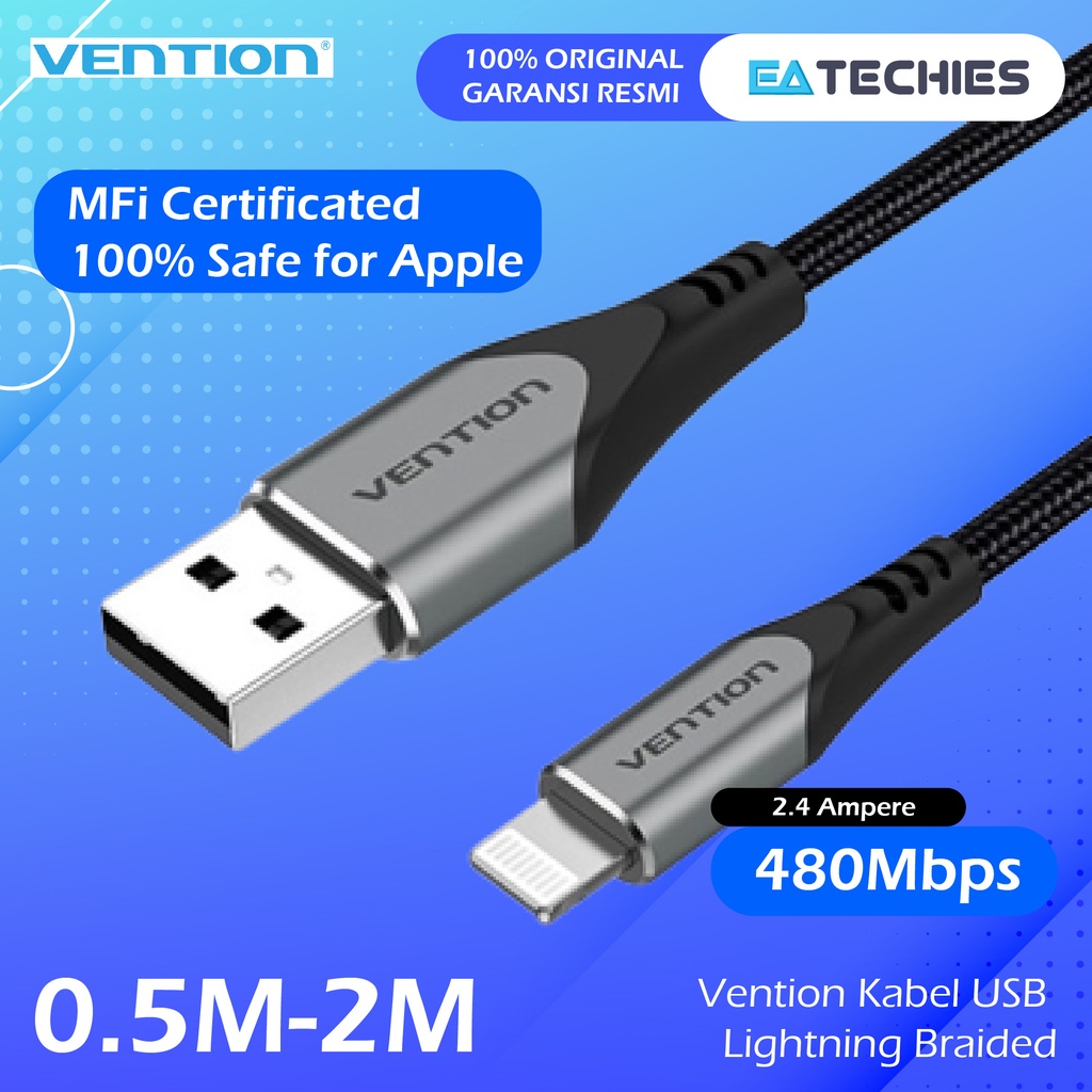 Vention MFi Certified Kabel Lightning USB Apple Charger for iPhone iPad Braided