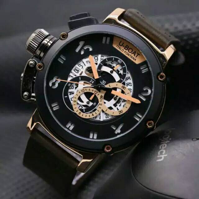 Jam Tangan Pria U-BOAT Strap Kulit Chrono Aktif  Super Premium Rp: 292.000