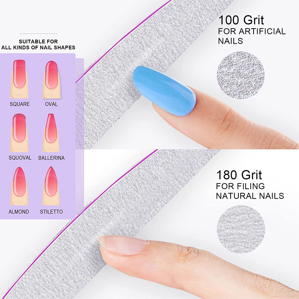 Papan Ampelas Poles Kuku Dua Sisi Grit 80 / 180 / 240 Multifungsi Untuk Manicure