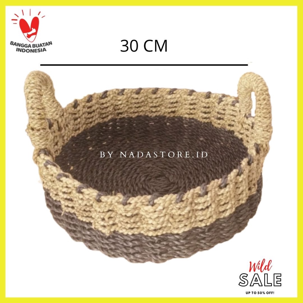 Nampan Rotan Bulat - Tempat Saji / Baki - Rattan Tray Handmade - Tray Rattan Seagrass N-PN 01