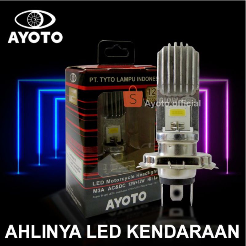 AYOTO LAMPU MOTOR  DEPAN LED HEADLAMP LED H4  AC DC M3A ORIGINAL