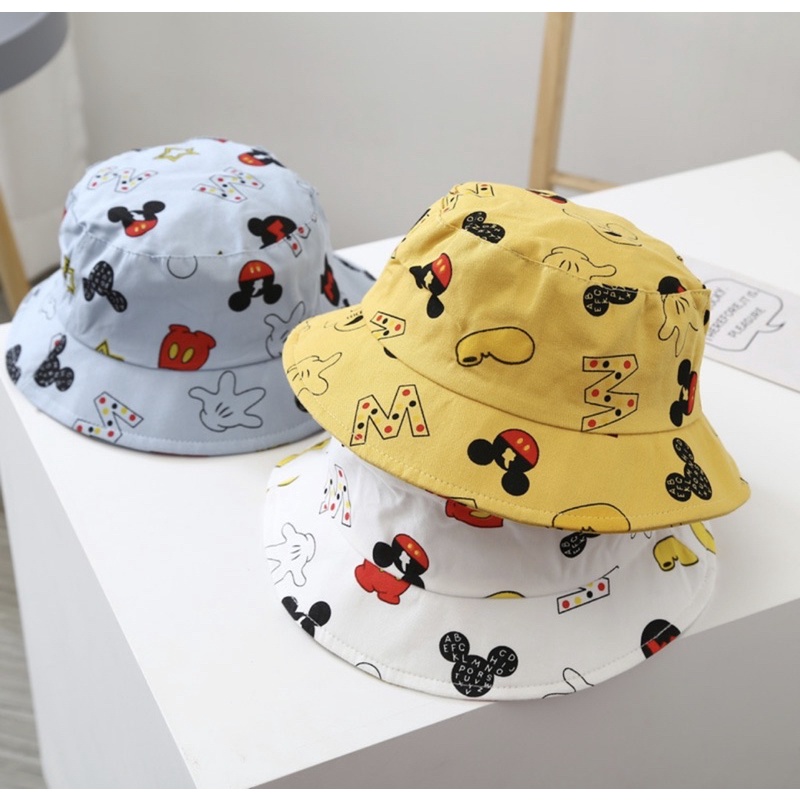 8-22 bulan Topi Bucket Anak Balita Model Mic*key M Untuk Anak Laki Laki Anak Perempuan