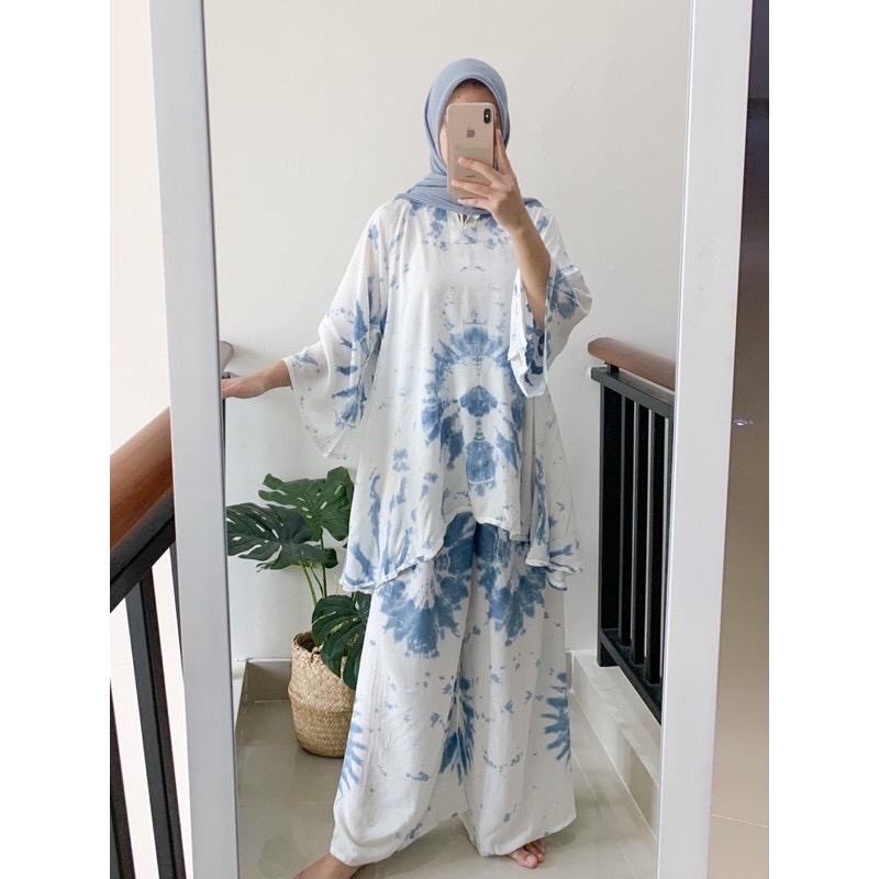 [14 MOTIF] Setelan Terompet Shibori Batik Tie Dye Rayon Daily Set Batik Home Set Jumbo Muslim Casual