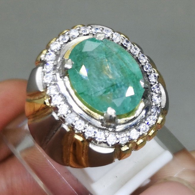 Batu Cincin Permata Hijau Jamrud Asli Natural