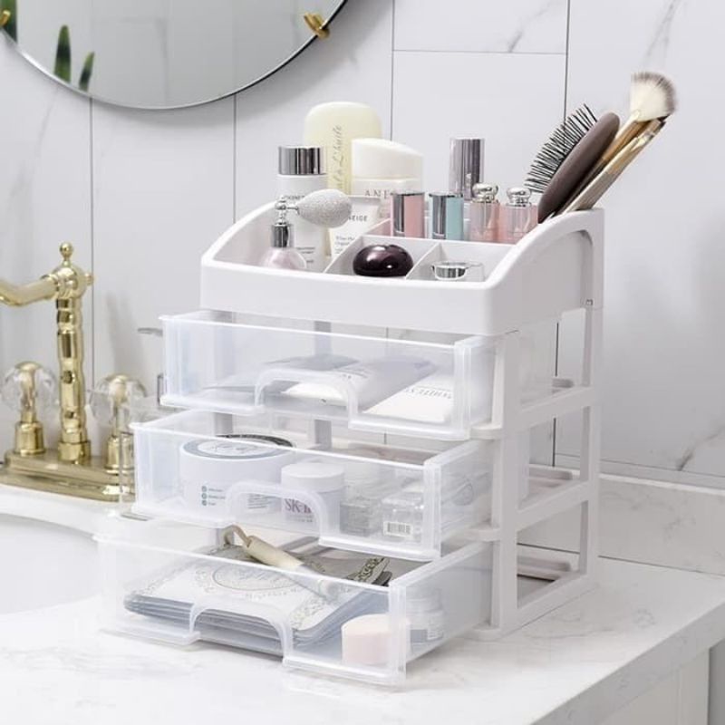 RAK KOSMETIK LACI KOSMETIK - RAK MAKEUP ORGANIZER  PLASTIK 3 SUSUN DAN 4 SUSUN