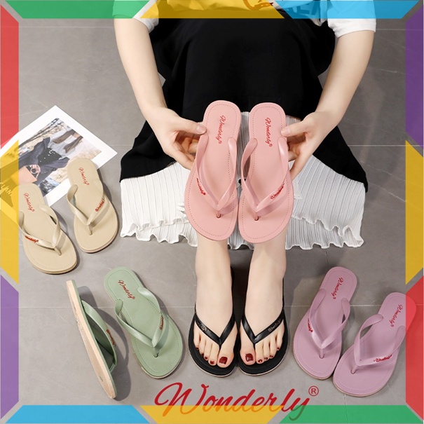 1001-2 Sandal Japit Jelly Wanita Wonderly Sendal Cewek Doff Polos Alas Karet Nyaman Glanzton