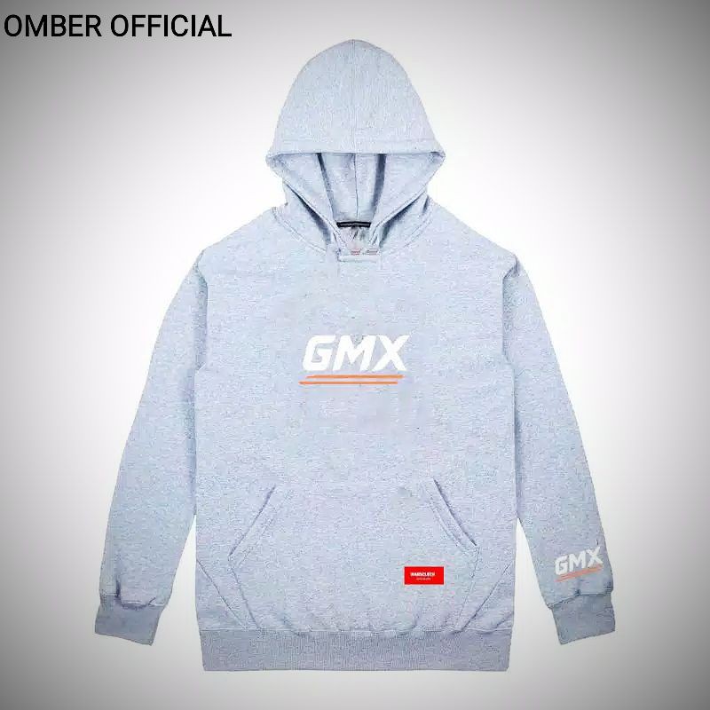 sweater geoff max jaket hoodie abu  GMX putih ready