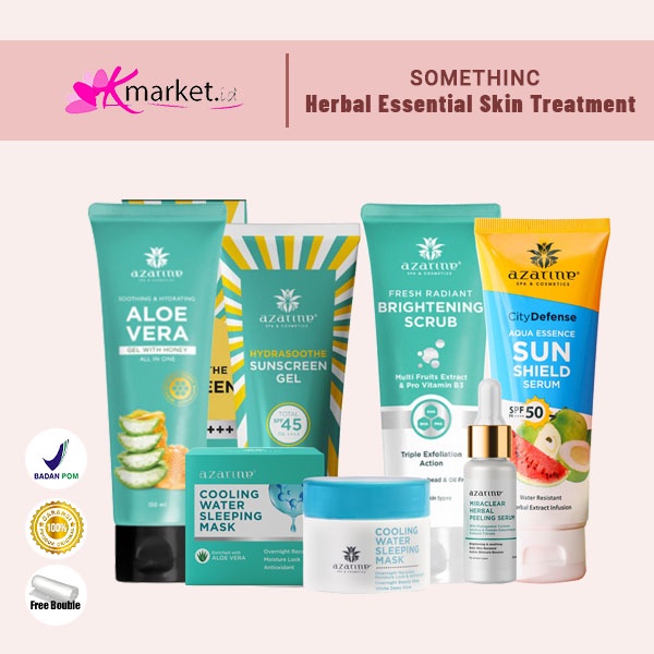 Azarine Herbal Essential Skin Treatment [Aloe Vera Gel | Cooling Water Sleeping Mask | Miraclear Mineral Peeling Serum | Fresh Radiant Brightening Scrub]
