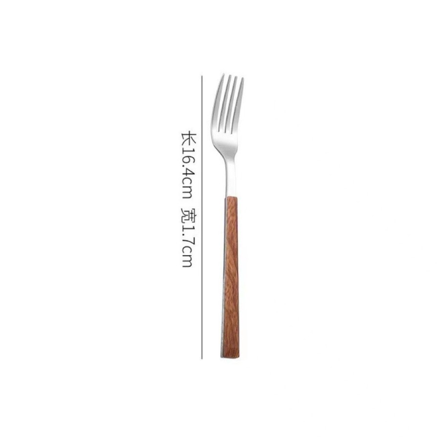 CUTLERY SET PAKET LENGKAP SENDOK GARPU PISAU STAINLESS STEEL GAGANG KAYU KOREA WOOD GRAIN HANDLE KAYU SET SPOON FORK KNIFE