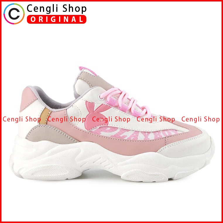 SEPATU SNEAKER PLAYBOY WANITA ORIGINAL CASUAL KETS BRANDED PINK PLW08