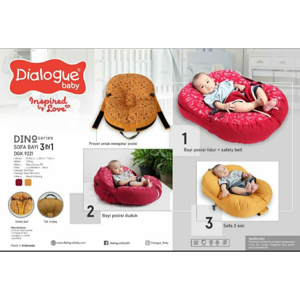 Dialogue Baby Sofa Bayi 3in1 Dino series DGK9221 Kasur Bayi Sofa Tempat Tidur Bayi8