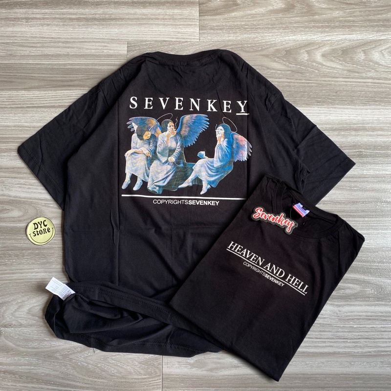 TSHIRT KAOS BAJU DISTRO ORIGINAL SEVENKEY x  NEXTTIME spesial art ANGEL HELL | KAOS STREETWEAR OVERSIZE HITAM