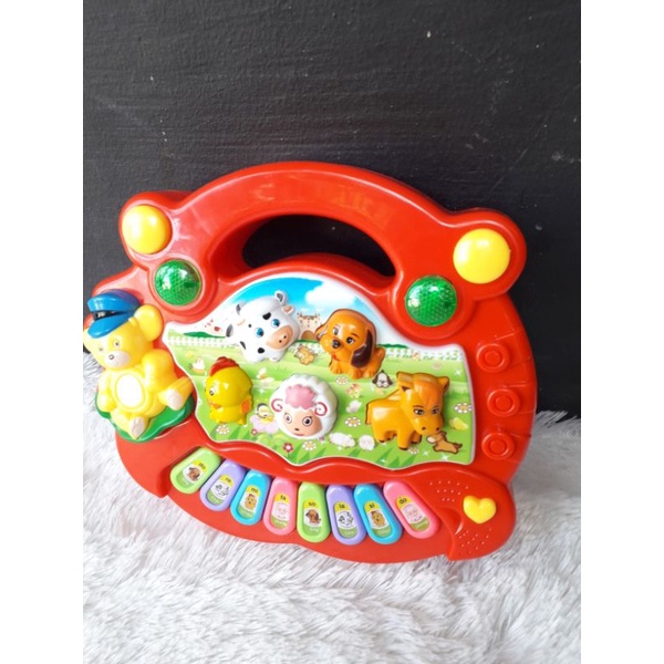 Mainan Anak Bayi Baby Perempuan Cewek Laki laki Cowok Edukasi Usia 1 2 3 4 5 6 7 Tahun Balita Paud Tk Sd Organ Piano Animal Farm Ada Musik Lampu Alat Bantu Belajar Mengenal Suara Hewan Sapi Kambing Domba Ayam Bebek Anjing Unik Lucu Untuk Kado Hadiah