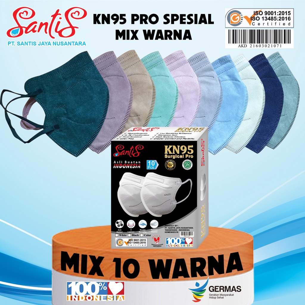 MASKER KN95 SPESIAL MIX WARNA 4PLY by Santis