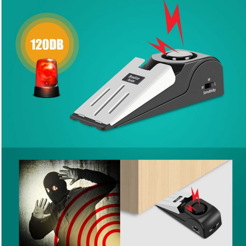 Bel Alarm Pintu Anti Maling Door Stop Alarm 120DB
