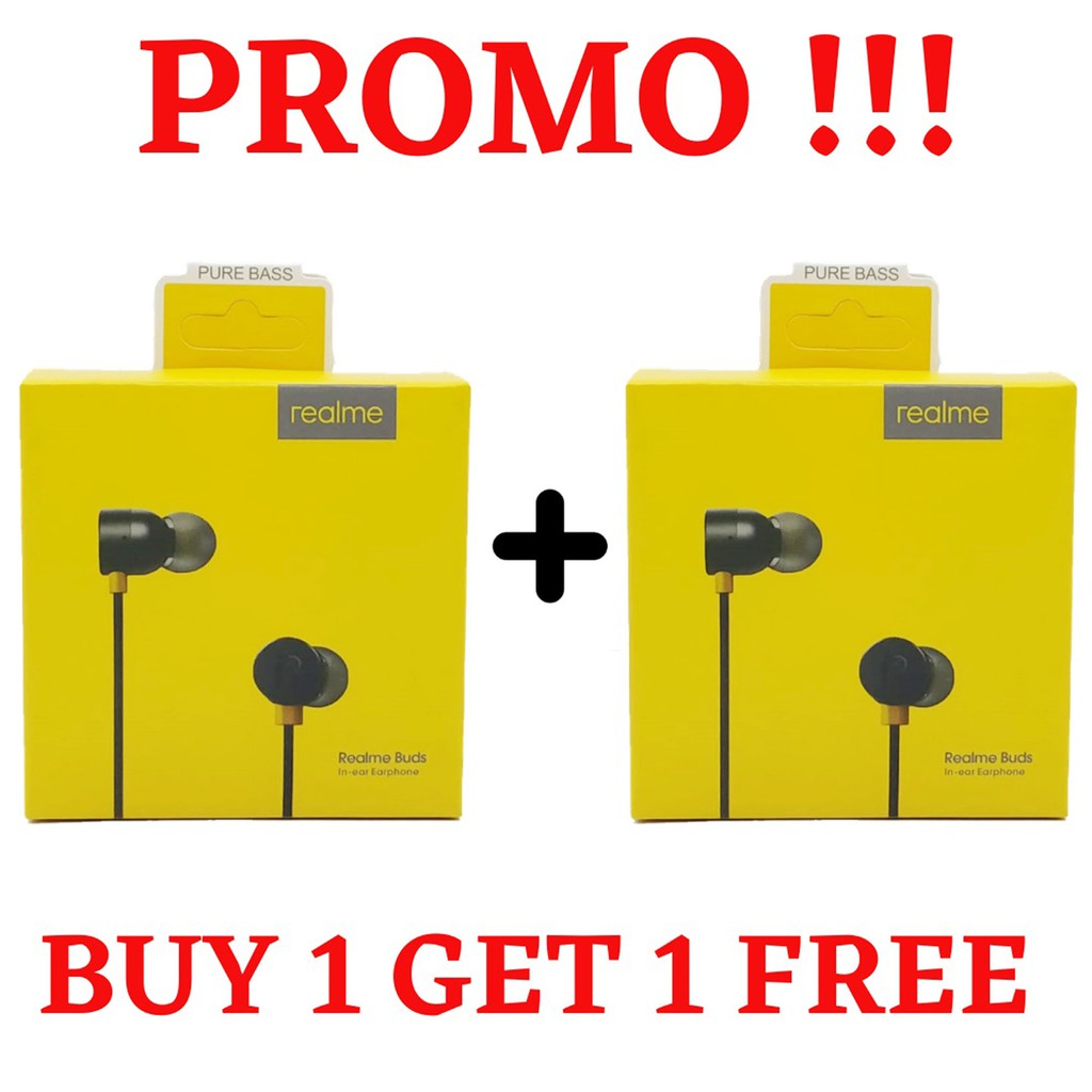 PROMO BUY 1 GET 1 FREE HANDSFREE REALME BUDS RMA 101 EARPHONE IN EAR SUPER BASS