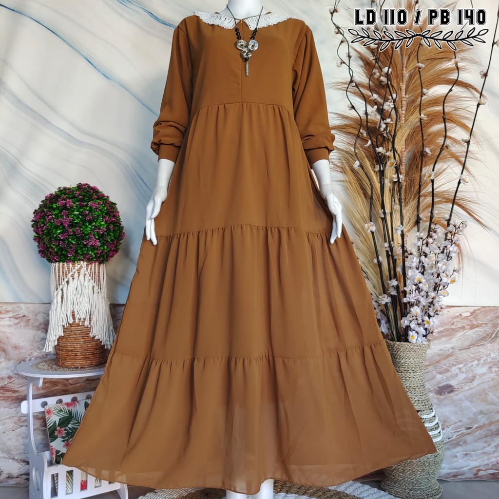 Gamis Kerah Korea / Gamis Seruti Renda Kerah