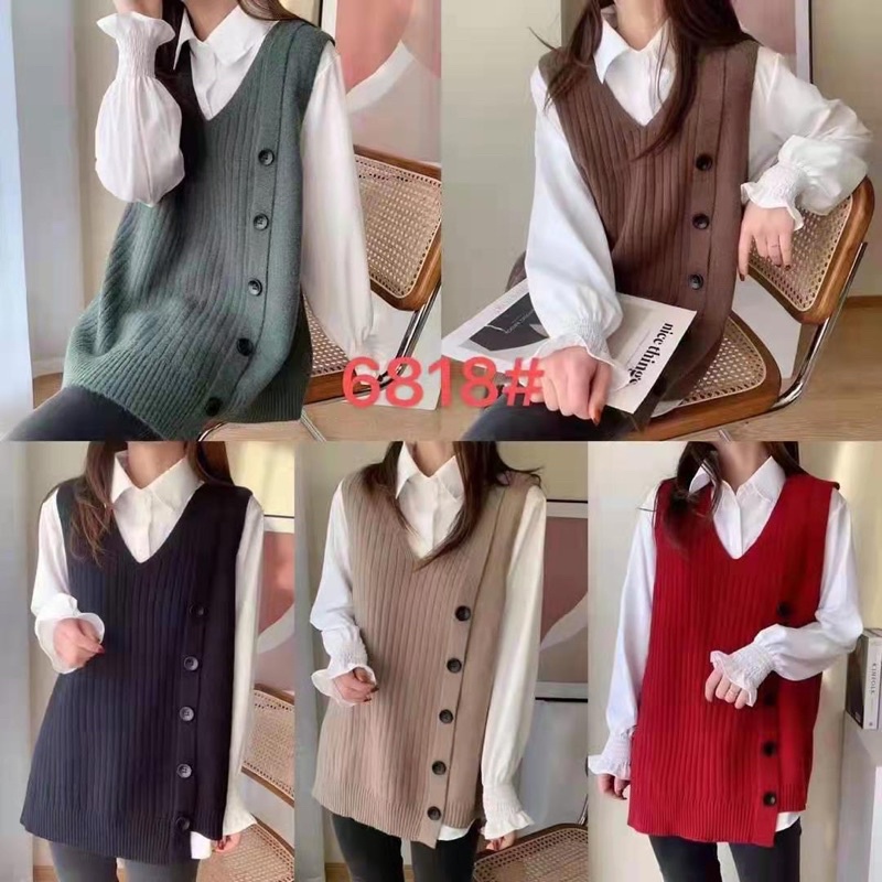 BANGKOK SET KEMEJA ROMPI RAJUT - KNIT VEST