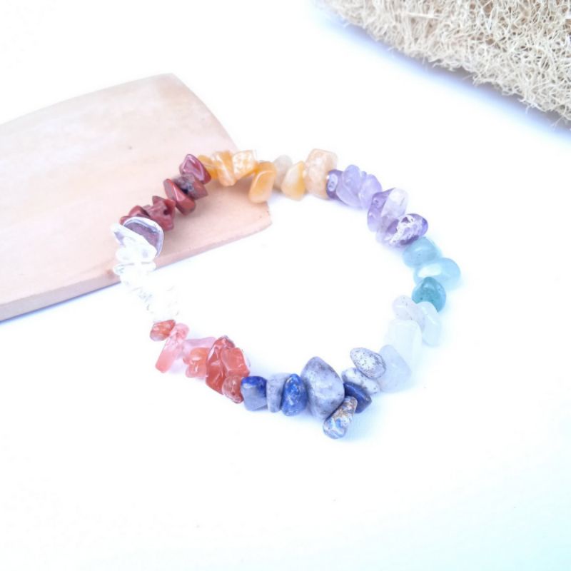 Gelang Crystal Chip 7 Chakra Stones Hq