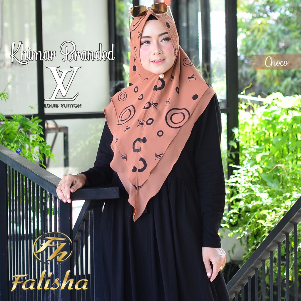 Jilbab Hijab Kerudung Khimar Ceruty CerutI  Babydoll Motif Pet Ped Pad Antem Instan Terbaru Choco Mo