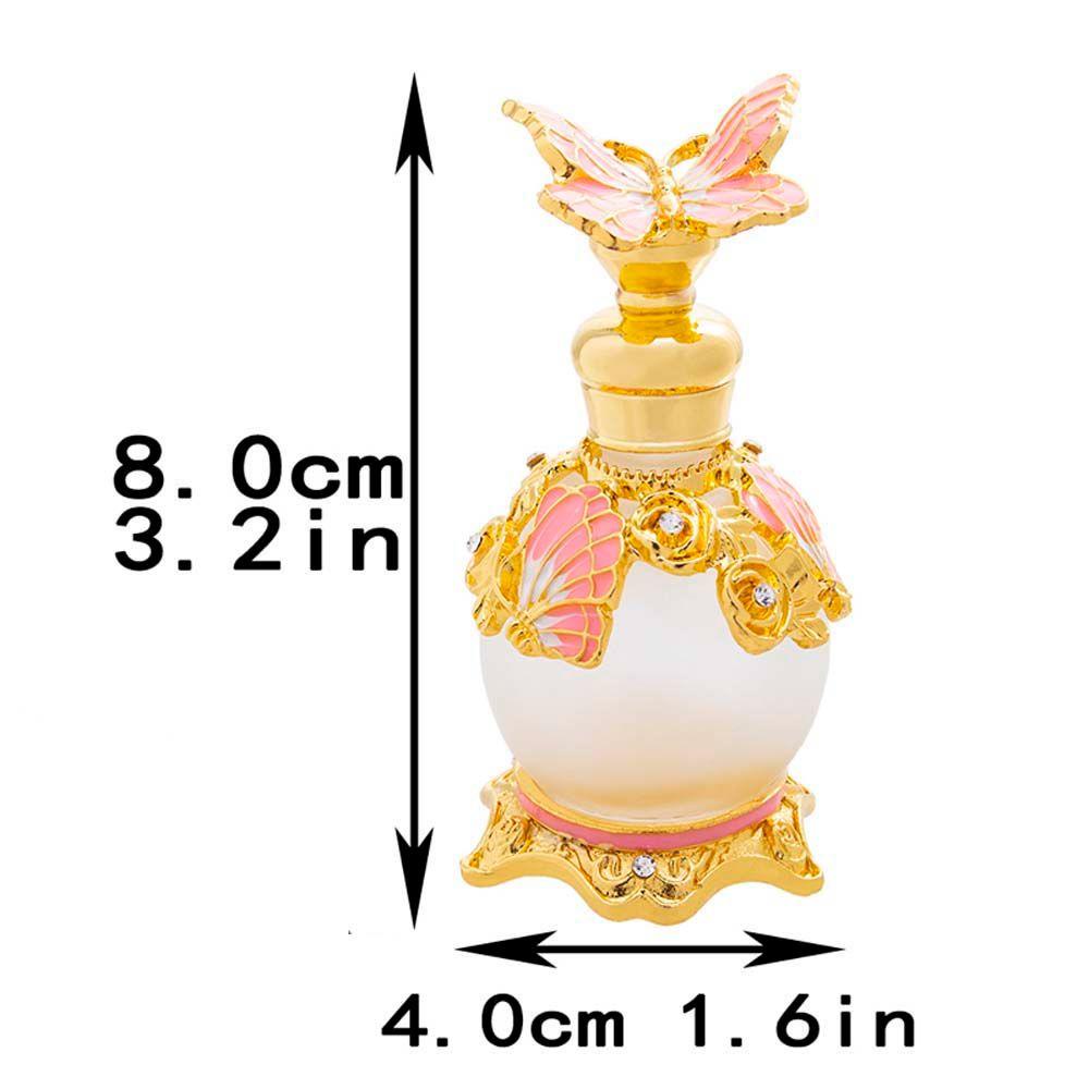 Rebuy Gold Butterfly Botol Parfum 4warna 15ml Tutup Logam Gaya Arab Dekorasi Pernikahan Hadiah Botol Kosong Isi Ulang