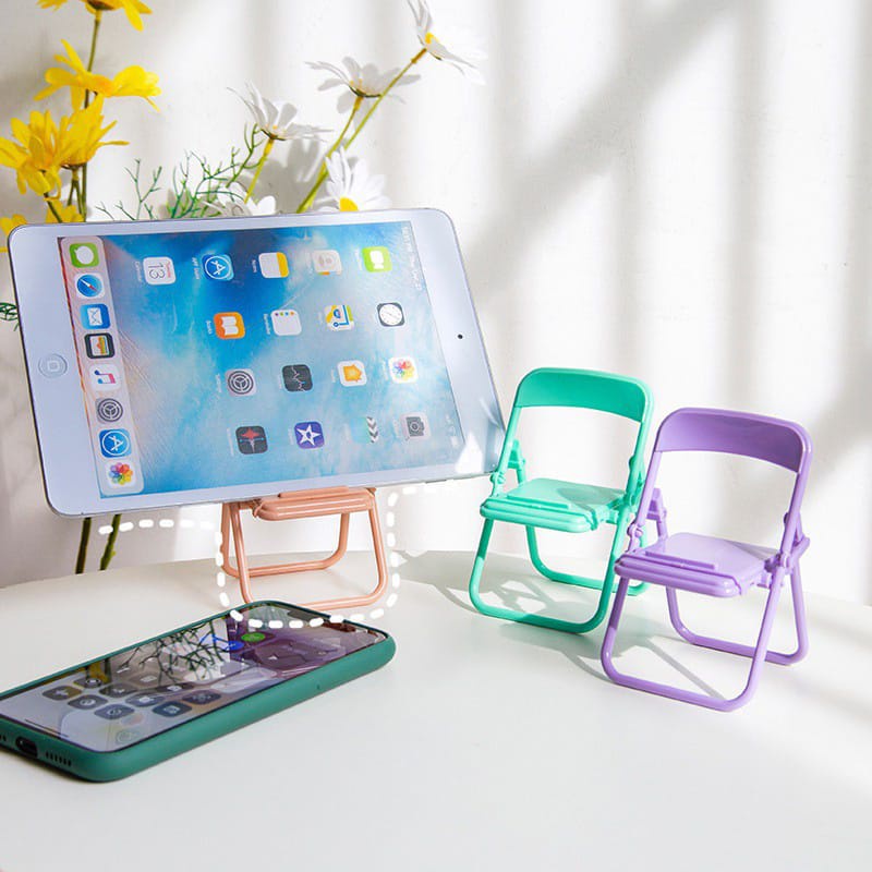 Folding Holder Miniatur Kursi Stand Holder HP Macaron Kursi Lipat