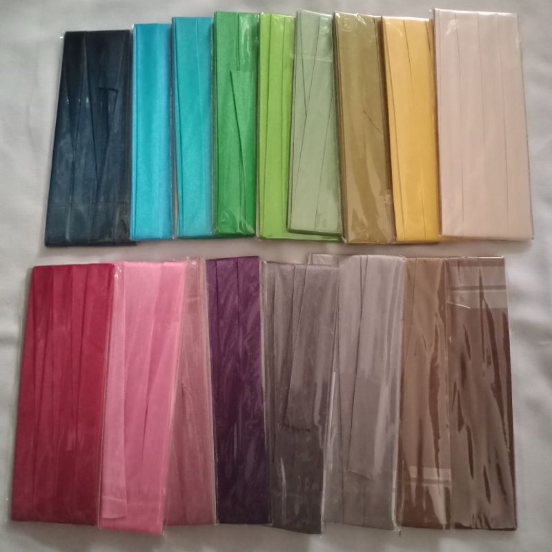 LUSINAN BISBAN SATIN 12MM 3YARD BISBAN KOSONG BISBAN ISI MIX WARNA