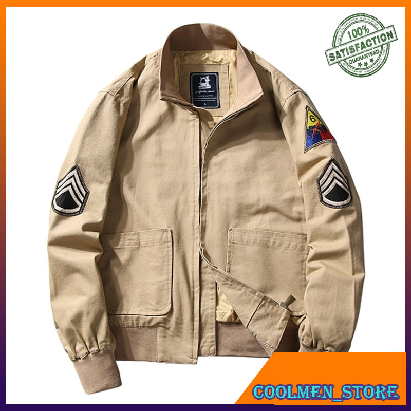 Jaket Pria Bomber Impor Eksklusif 2021 Brad Pitt Fury WW2 Military Tanker Bomber Jacket 100%