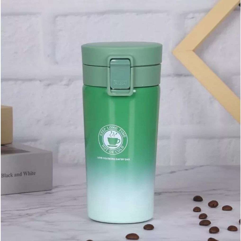 Termos Travel Mug Coffee Gradasi Tahan Air Panas &amp; Dingin Coffee Cup Stainless Steel 380 ML / Thermos Kopi Teh Mini 350 ml High Quality Viral Berkualitas Untuk Penyimpanan Minuman Air Panas &amp; Dingin Design Terbaru Kekinian Mug Botol minum Coffee &amp; Tea